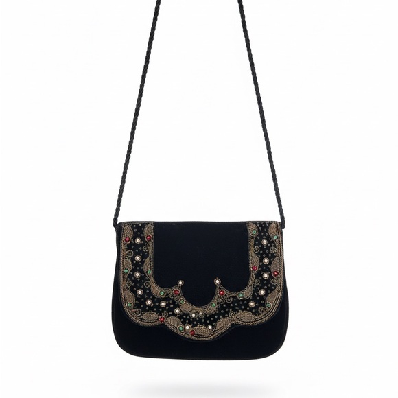 Embroidered Black Evening Bag - Picture 4 of 5